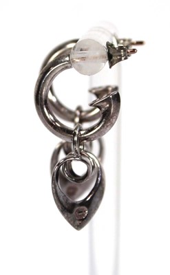Lot 726 - A pair of Georg Jensen silver ear pendants of...