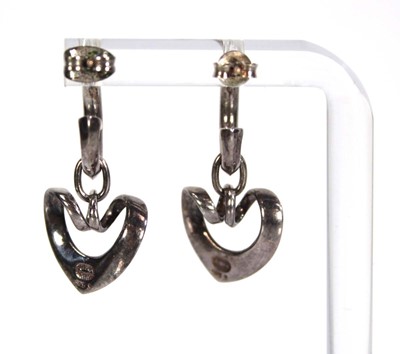 Lot 726 - A pair of Georg Jensen silver ear pendants of...