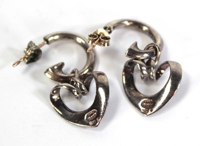 Lot 726 - A pair of Georg Jensen silver ear pendants of...