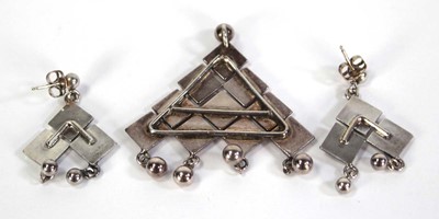Lot 727 - A David Andersen silver pendant of triangular...