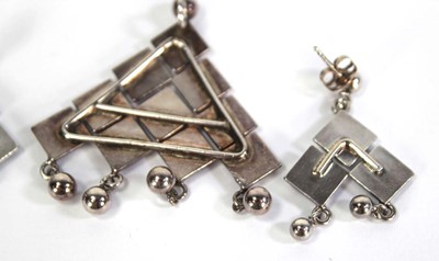 Lot 727 - A David Andersen silver pendant of triangular...