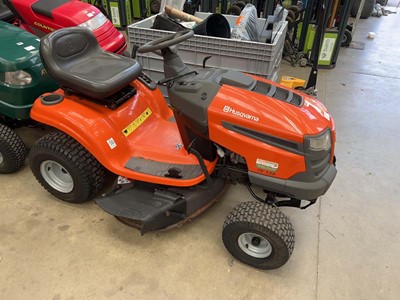 Lot 4366 - Husqvana petrol ride on lawnmower plus key