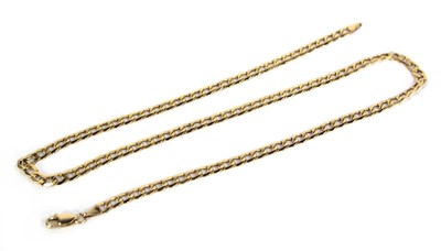 Lot 736 - A 9ct yellow gold flat curblink necklace with...