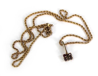 Lot 752 - A 9ct ropetwist necklace suspending a 9ct...