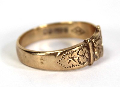 Lot 756 - A 9ct yellow gold buckle ring, Birmingham 1959,...