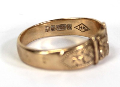 Lot 756 - A 9ct yellow gold buckle ring, Birmingham 1959,...