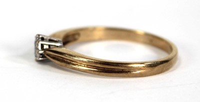 Lot 757 - A 9ct yellow gold ring set small diamond in a...