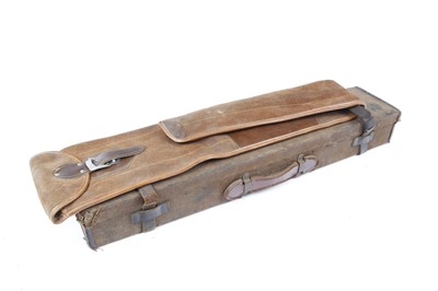 Lot 1342 - Brown canvas gun case for restoration, fitted...