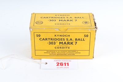 Lot 2611 - (S1) 50 x .303 Mark 7 cartridge by Kynoch, boxed