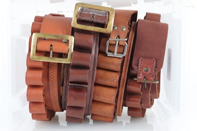 Lot 1139 - 4 leather 12 bore cartridge belts