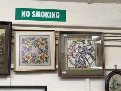 Lot 62 - Two framed tapestries with floral motifs