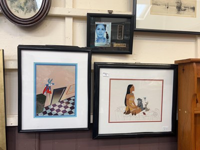 Lot 71 - Three framed pictures of Bugs Bunny,...