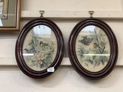 Lot 72 - Two oval framed pictures of birds