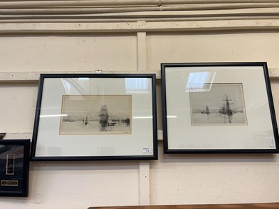 Lot 73 - Two framed pen and ink prints of sailing ships