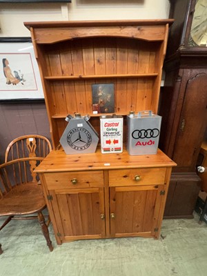 Lot 74 - A small pine dresser with drawers and...