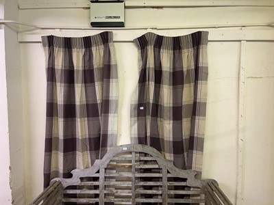 Lot 22 - Pair of checked curtains