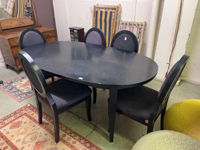 Lot 26 - Black ash oval dining table with 5 chairs