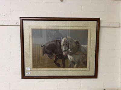 Lot 28 - Framed painting of horses, signed Jane Parkin