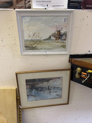 Lot 30 - 2 framed watercolours, windmill and wash room