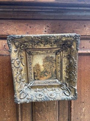 Lot 31 - Small ornate framed painting of woodland scene