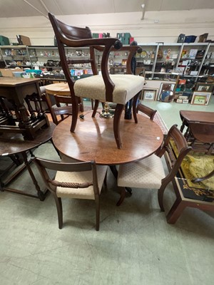 Lot 105 - Mahogany circular pedestal table with a set of...