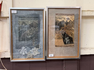 Lot 84 - Two framed modernist multi media pictures