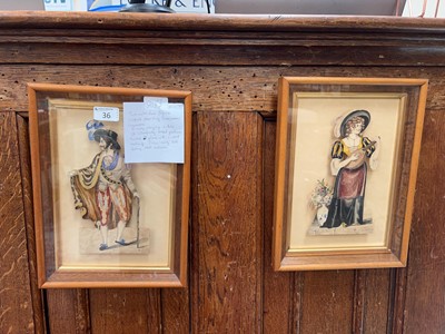 Lot 36 - 2 watercolour figure subjects depicting...