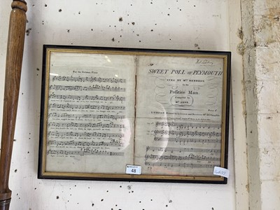 Lot 48 - Framed sheet music, Sweet Poll of Plymouth