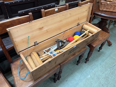 Lot 113 - Wooden croquet set in box by Stuart and a...