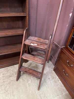 Lot 87 - A set of wooden folding library steps
