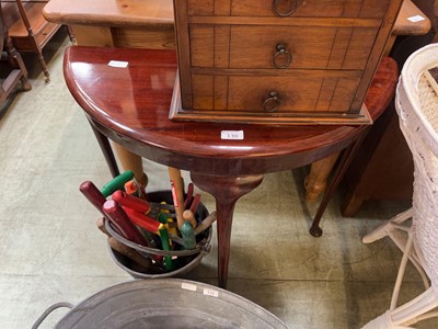 Lot 130 - Mahogany D-shape side table with cabriole...