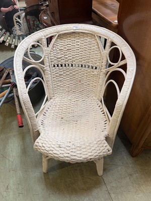 Lot 92 - A white painted wicker chair