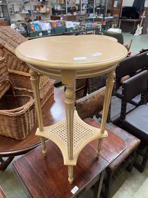 Lot 101 - A limed effect and bergère plant stand with...