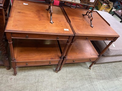 Lot 136 - Two maple veneer bedside units with drawers on...