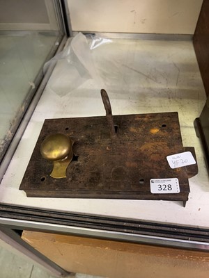 Lot 328 - A vintage metalwork lock and handle with key