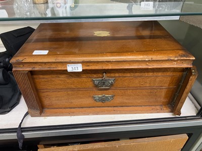 Lot 343 - A late Victorian oak and brass mounted canteen...