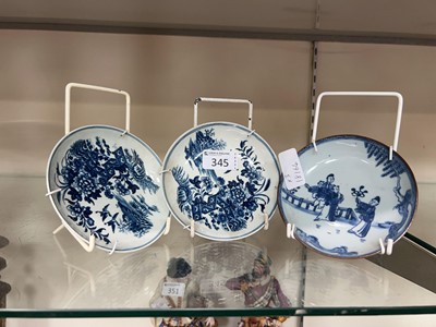 Lot 345 - A pair of oriental style blue and white dishes...