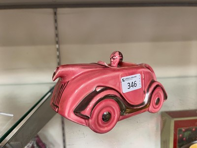 Lot 346 - A pink art deco Sadler racing car teapot
