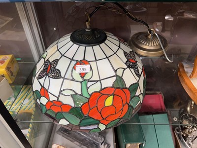 Lot 395 - A Tifanny style stained glass ceiling light...