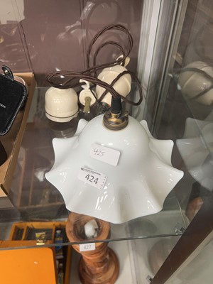 Lot 424 - A vintage French milk glass light fitting