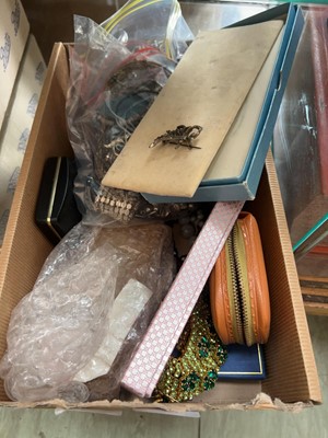 Lot 435 - A box of various costume jewellery to include...