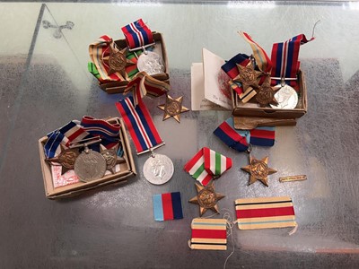 Lot 443 - Fifteen medals and bar to include Africa Star,...