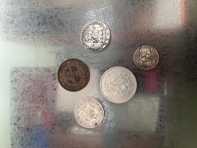 Lot 446 - A bag containing five white metal coins to...