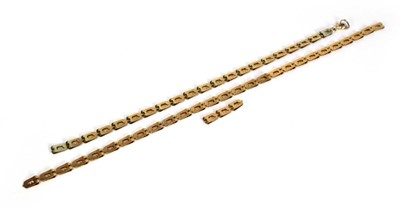 Lot 764 - Three 9ct yellow gold necklace sections, each...