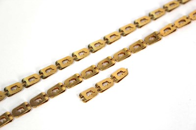 Lot 764 - Three 9ct yellow gold necklace sections, each...