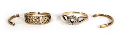 Lot 766 - A 9ct yellow gold Celtic knot design ring, a...