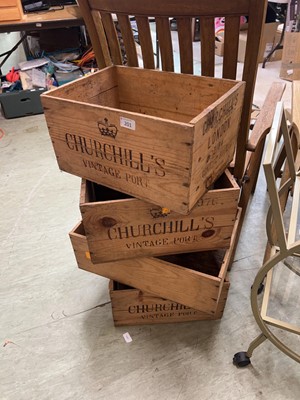 Lot 201 - Four empty Churchill's Port cases