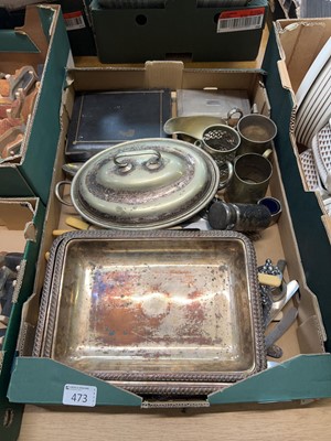 Lot 473 - A tray of various white metalware to kinclude...