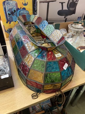 Lot 481 - A decorative stained glass twin ceiling light...