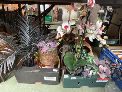 Lot 498 - Two trays of various artificial flowers,...